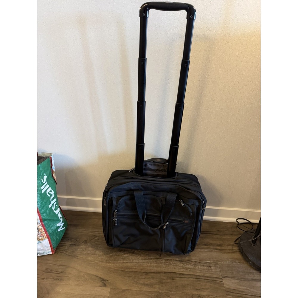 TUMI Alpha 26103D4 Black Nylon Deluxe Expandable Wheeled Rolling Briefcase - Picture 2 of 16